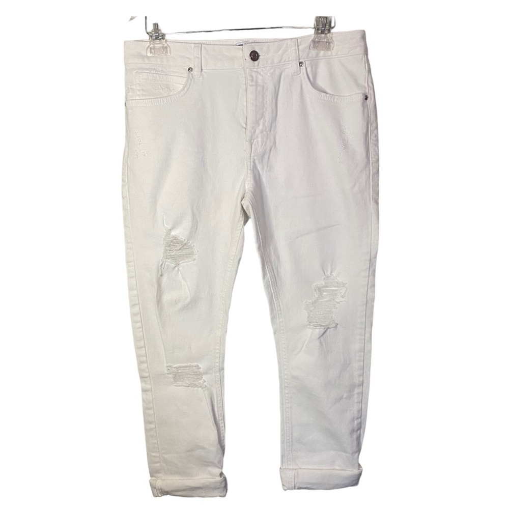 ASOS DESIGN White Distressed Ripped Jeans
